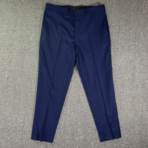 Loro Piana Dress Pants Men 34x28 Navy Blue Modern Wool Four Seasons